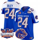 Dylan Riley Jersey #24 Boise State Broncos Back To Back Champions Royal Alternate