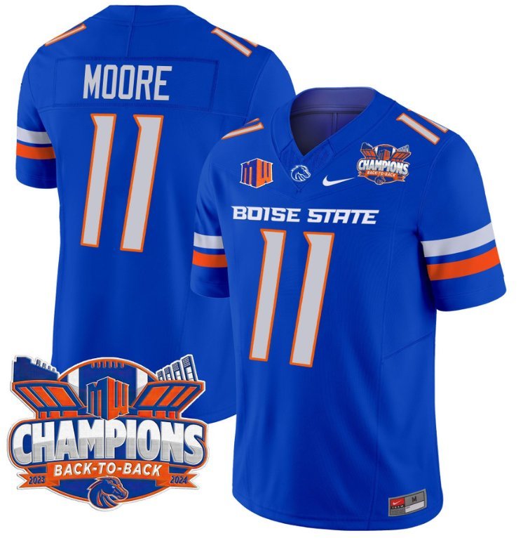 Kellen Moore Jersey #11 Boise State Broncos Back To Back Champions Royal