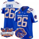 Sire Gaines Jersey #26 Boise State Broncos Back To Back Champions Royal Alternate