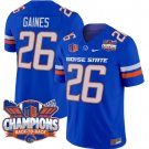 Sire Gaines Jersey #26 Boise State Broncos Back To Back Champions Royal