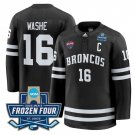 Tim Washe Jersey #16 Western Michigan Broncos 2025 Frozen Four Patch Stitched Black