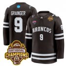 Luke Grainger Jersey #9 Western Michigan Broncos 2025 National Champions Patch Stitched Brown