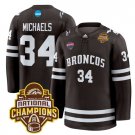 Owen Michaels Jersey #34 Western Michigan Broncos 2025 National Champions Patch Stitched Brown