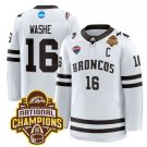 Tim Washe Jersey #16 Western Michigan Broncos 2025 National Champions Patch Premium White