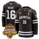 Tim Washe Jersey #16 Western Michigan Broncos 2025 National Champions Patch Premium Brown