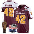 Pat Tillman Jersey #42 Arizona State Peach Bowl Patch Football V2 Maroon Alternate