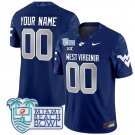 Custom West Virginia Mountaineers Jersey 2025 Miami Beach Bowl Patch Navy