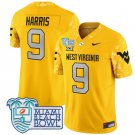 Major Harris Jersey #9 West Virginia Mountaineers 2025 Miami Beach Bowl Gold