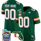 Custom Miami Hurricanes Jersey Name, Number 2025 PopTarts Bowl Patch Green