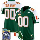 Custom Miami Hurricanes Jersey Name, Number 2025 PopTarts Bowl Patch Green Alternate