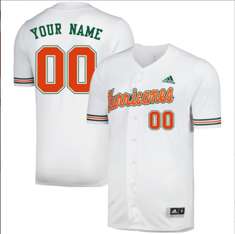 Custom Miami Hurricanes Baseball White Jersey &acirc;�� All Stitched