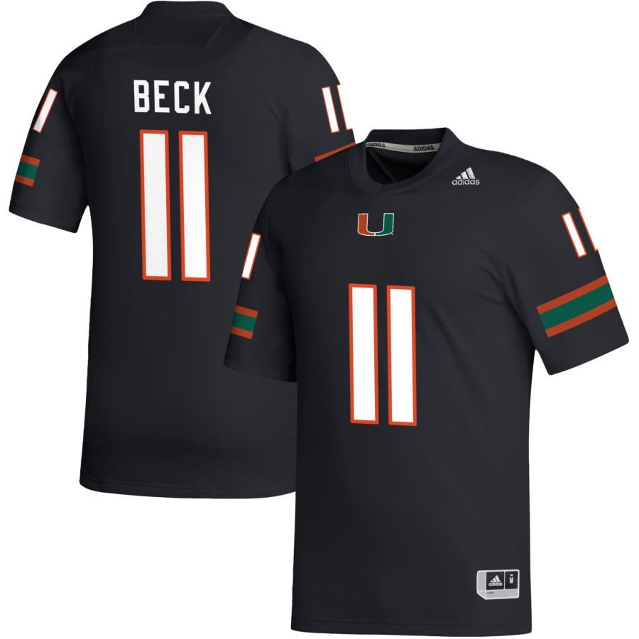 Miami Hurricanes #11 Carson Beck Jersey Black White previous Football