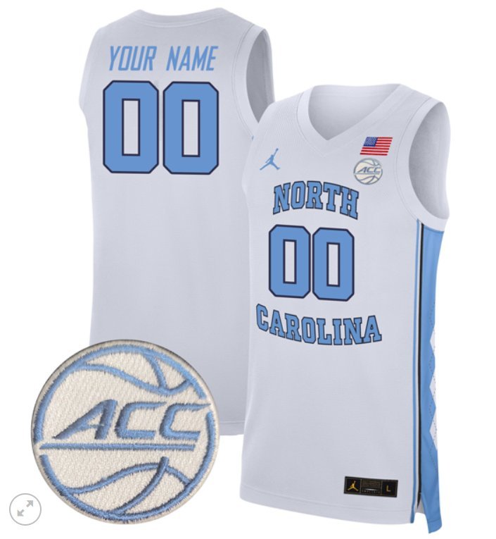 Custom North Carolina Tar Heels Jersey Basketball Stiched Game White