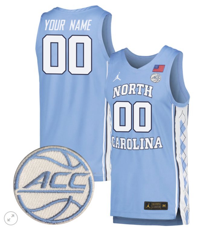 Custom North Carolina Tar Heels Jersey Basketball Stiched Game Blue