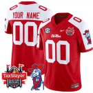 Custom Ole Miss Rebels Jersey Gator Bowl Patch Football V2 Red Alternate