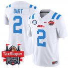 Jaxson Dart Jersey #2 Ole Miss Rebels Gator Bowl Patch V2 White