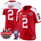 Jaxson Dart Jersey #2 Ole Miss Rebels Gator Bowl Patch V2 Red Alternate