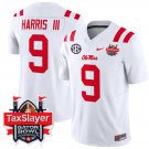 Tre Harris Jersey #9 Ole Miss Rebels Gator Bowl Patch V2 White