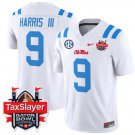 Tre Harris Jersey #9 Ole Miss Rebels Gator Bowl Patch V2 White