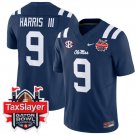 Tre Harris Jersey #9 Ole Miss Rebels Gator Bowl Patch V2 Navy
