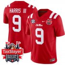 Tre Harris Jersey #9 Ole Miss Rebels Gator Bowl Patch V2 Red