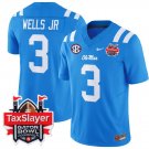 Antwane Wells Jr Jersey #3 Ole Miss Rebels Gator Bowl V2 Powder Blue
