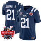 Henry Parrish Jr Jersey #21 Ole Miss Rebels 2024 Gator Bowl V2 Navy