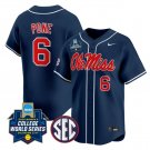 Jaden Pone Jersey #6 Ole Miss Rebels Softball 2025 World Series Stitched Navy