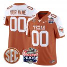 Custom Texas Longhorns Jersey Peach Bowl Patch Vapor Football Orange Alternate