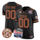 Custom Texas Longhorns Jersey Peach Bowl Patch Vapor Football Black