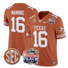 Arch Manning Jersey #16 Texas Longhorns Peach Bowl Patch Vapor Texas Orange