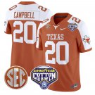 Earl Campbell Jersey #20 Texas Longhorns Cotton Bowl Patch Orange Alternate