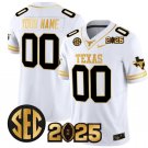 Custom Texas Longhorns Jersey 2025 CFP Final Gold Patch Stitched White Gold