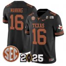 Arch Manning Jersey #16 Texas Longhorns 2025 CFP Final Patch Black