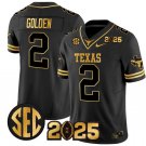 Matthew Golden Jersey #2 Texas Longhorns 2025 CFP Final Patch Black Gold