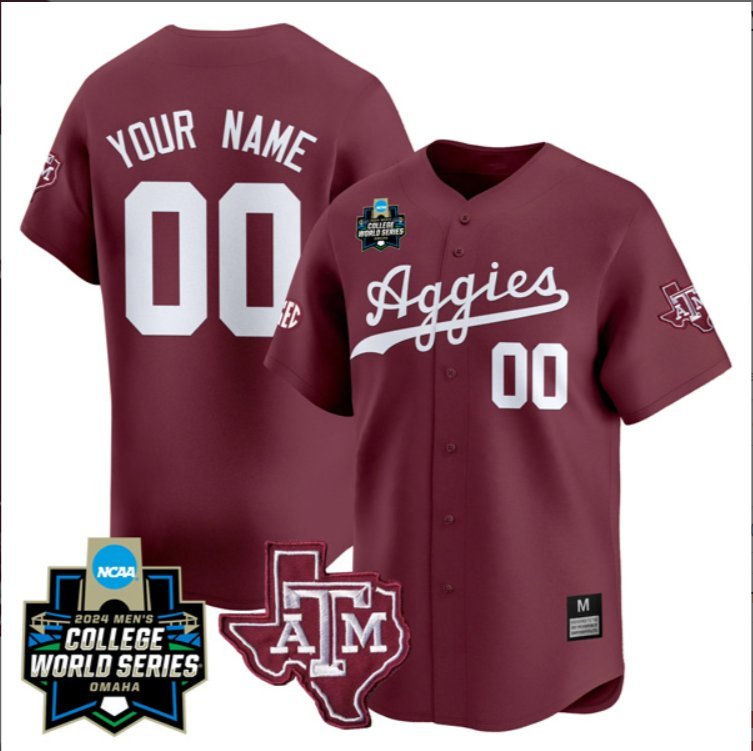 Custom Texas A&M College Baseball World Series Maroon Jersey &acirc;�� All Stitched