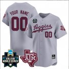 Custom Texas A&M College Baseball World Series Gray Jersey – All Stitched
