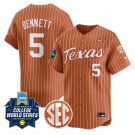 Kaydee Bennett Jersey #5 Texas Longhorns 2025 World Series Stitched Orange Pinstripe