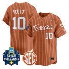 Mia Scott Jersey #10 Texas Longhorns 2025 World Series Stitched Orange Pinstripe