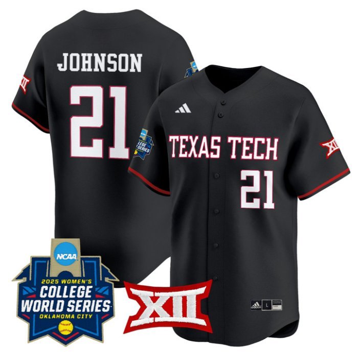 Alana Johnson Jersey #21 Texas Tech Softball 2025 World Series Stitched Black