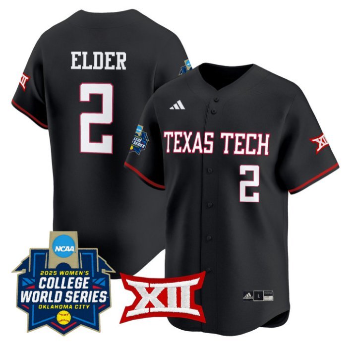 Demi Elder Jersey #2 Texas Tech Softball 2025 World Series Stitched Black