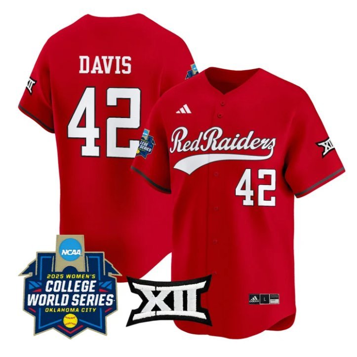 Mihyia Davis Jersey #42 Texas Tech Red Raiders 2025 World Series Stitched Red