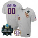 LSU Tigers College Baseball Patch Stitched Jersey Gray World Series Patch
