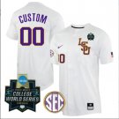 LSU Tigers Custom College Baseball Patch Stitched Jersey Natural World Series