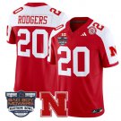 Johnny Rodgers Jersey #20 Nebraska Cornhuskers 2025 Pinstripe Bowl Scarlet Alternate