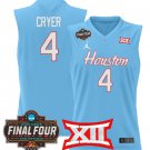 L.J. Cryer Jersey #4 Houston Cougars 2025 Final Four Patch Stitched Blue