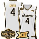 L.J. Cryer Jersey #4 Houston Cougars 2025 Final Four Patch Stitched White Gold