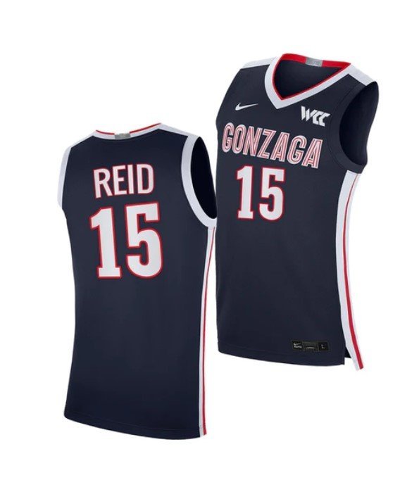 Men's #15 Efton Reid III Jersey Gonzaga Bulldogs College Basketball Jerseys Navy