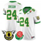Oregon Jersey #24 Oregon Ducks 2024 Mighty Rose Bowl Patch N2 Football White
