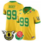 Jurrion Dickey Jersey #99 Oregon Ducks 2024 Mighty Rose Bowl Patch N2 Yellow